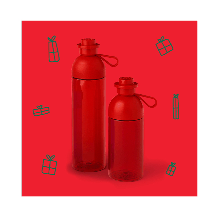 LEGO, przezroczysta butelka, czerwona, 500 ml