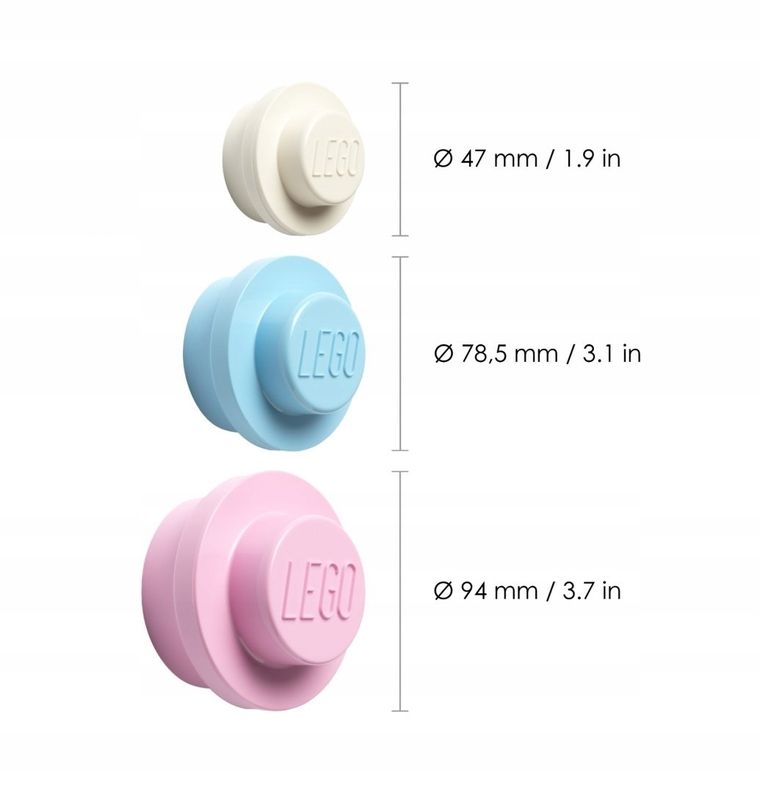 LEGO, zestaw wieszaków na ścianę, 3 szt.