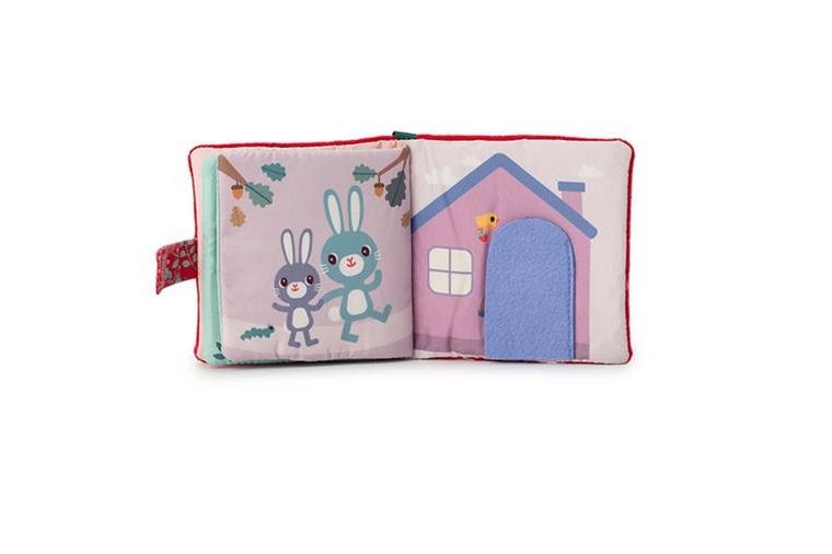 Lilliputiens, Czerwony Kapturek, miękka mini-książeczka z silikonowym gryzakiem, 6m+