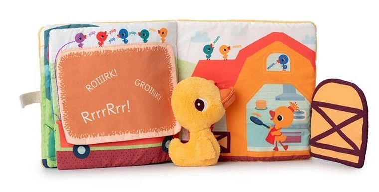 Lilliputiens, Kaczorek Gaspard, Na farmie, książeczka aktywizująca z mini-maskotką, 18m+