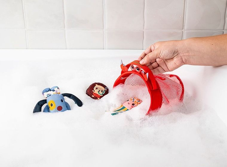 Lilliputiens, Piesek Jules, Sieć rybacka, zestaw zabawek do kąpieli, 12m+