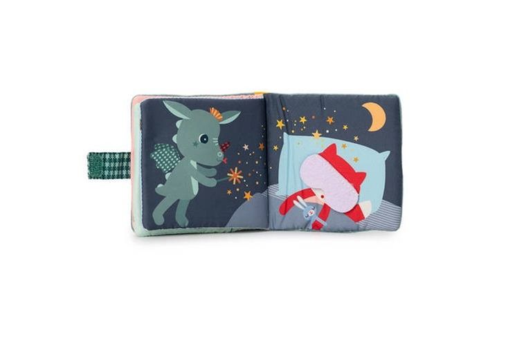 Lilliputiens, Smok Joe, miękka mini-książeczka z silikonowym gryzakiem, 6m+