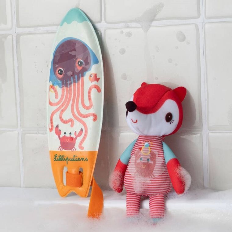 Lilliputiens, Surfer Lisiczka Alice, magiczna przytulanka do kąpieli, 12m+