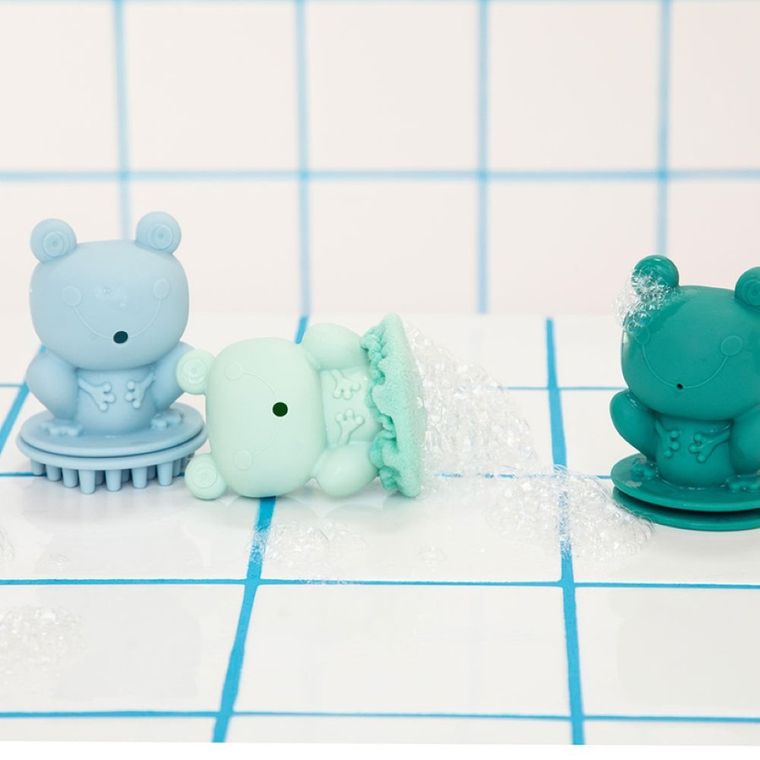 Lilliputiens, zestaw 3 zabawek do kąpieli, sensoryczne żabki, 9m+