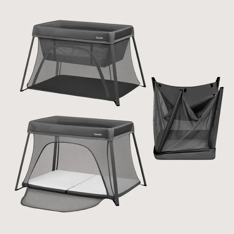 Lionelo, Alice, łóżeczko turystyczne, 3w1, Grey