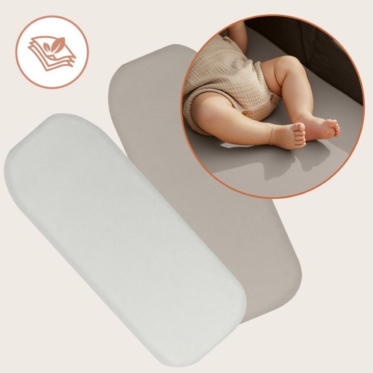 Lionelo, bambusowe prześcieradło z gumką, biały/beżowy, 60-118 cm, 2 szt.