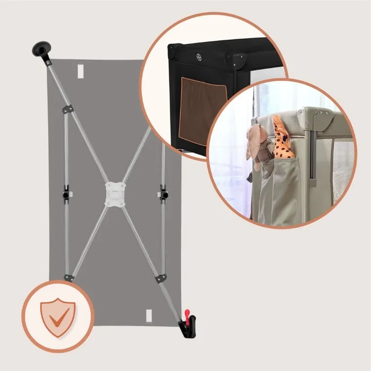 Lionelo, Ellen, łóżeczko turystyczne z funkcją dostawki, 3w1, black