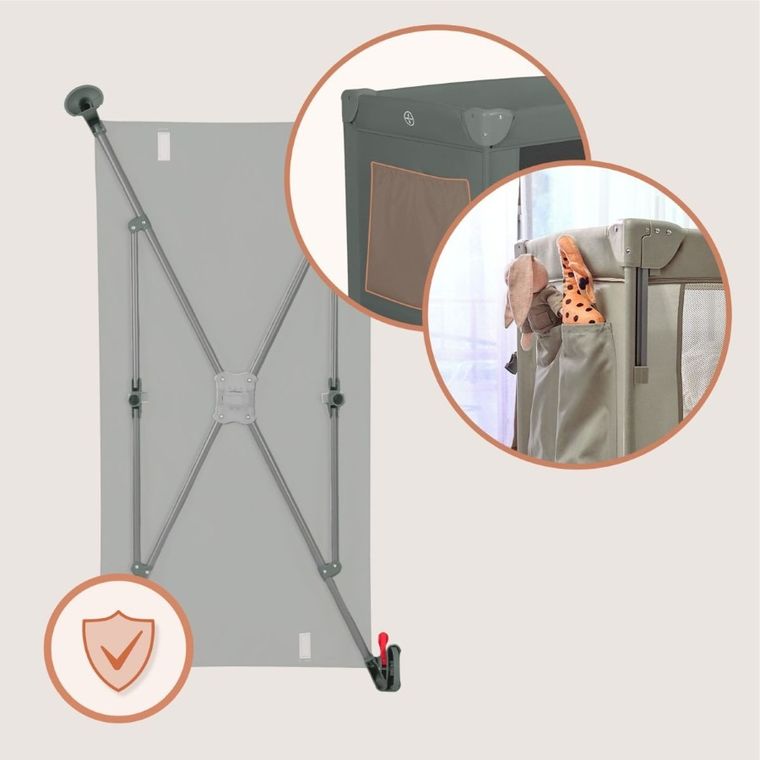 Lionelo, Ellen, łóżeczko turystyczne z funkcją dostawki, 3w1, green