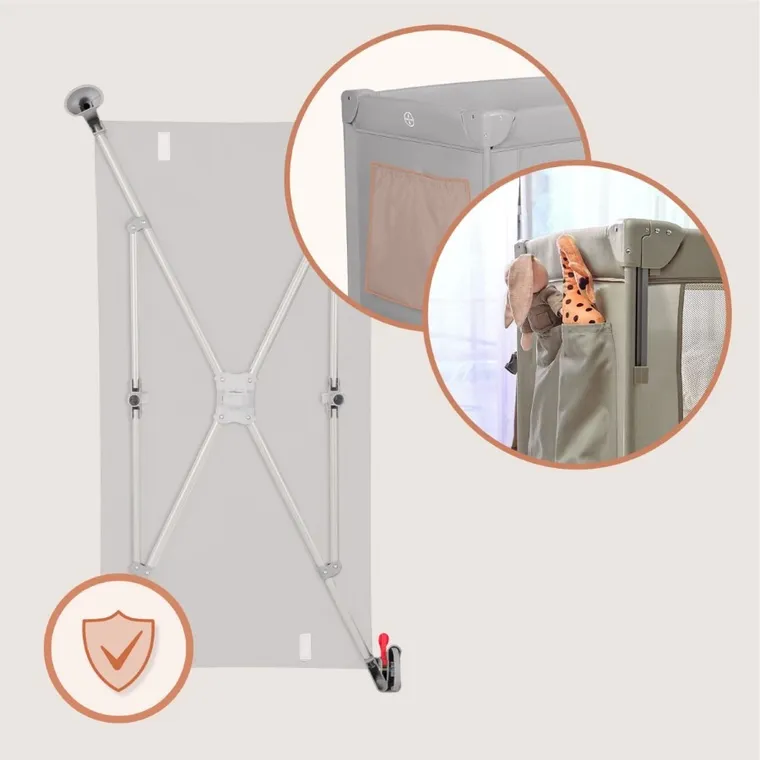 Lionelo, Ellen, łóżeczko turystyczne z funkcją dostawki, 3w1, grey