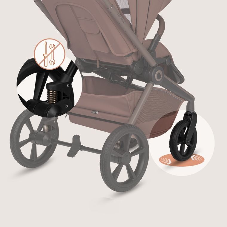 Lionelo, Freya, wózek wielofunkcyjny, składana gondola, 2w1, brown chocolate