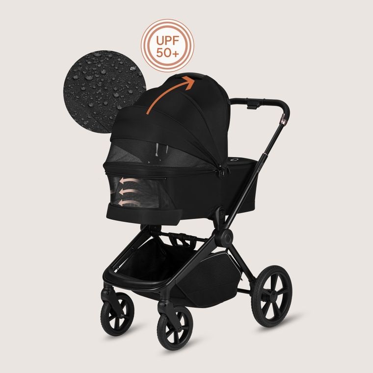 Lionelo, Freya, wózek wielofunkcyjny, składana gondola, 3w1, black onyx