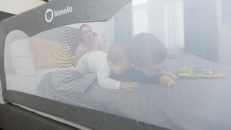 Lionelo, Hanna, barierka zabezpieczająca na łóżko, 66 cm, szara