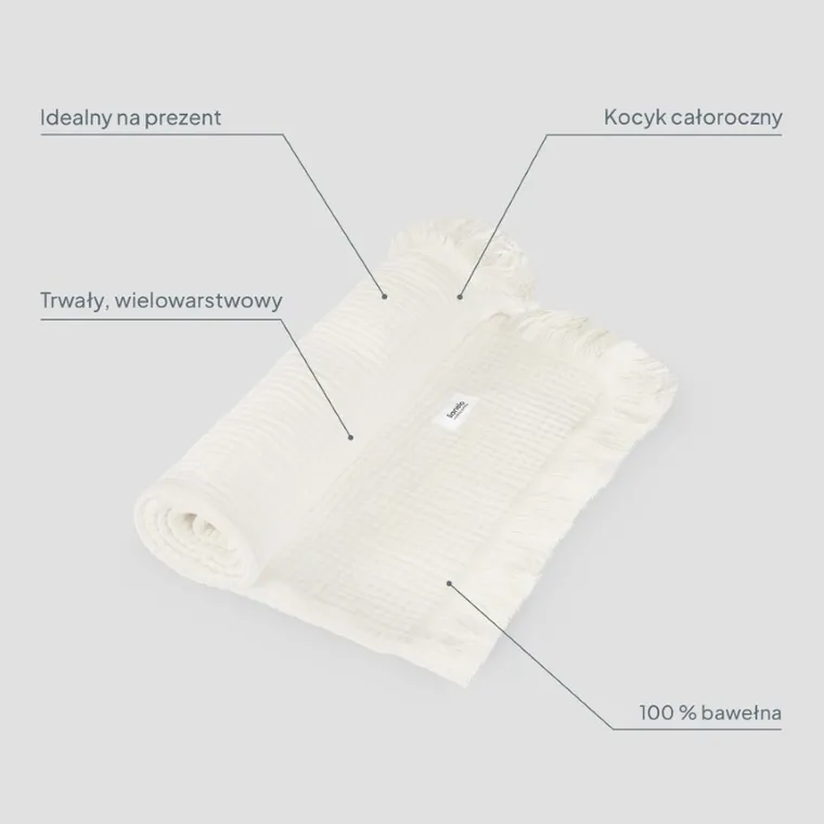 Lionelo, kocyk muślinowy, Natural Cream, 70-100 cm