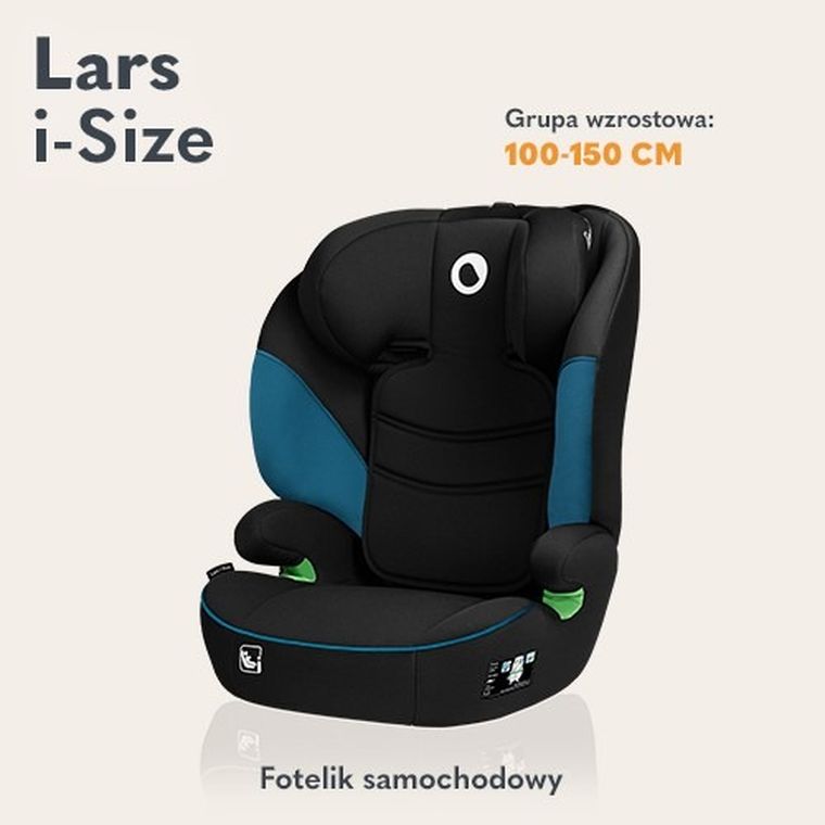 Lionelo, Lars, I-size, fotelik samochodowy, 100-150 cm, Green Turquoise