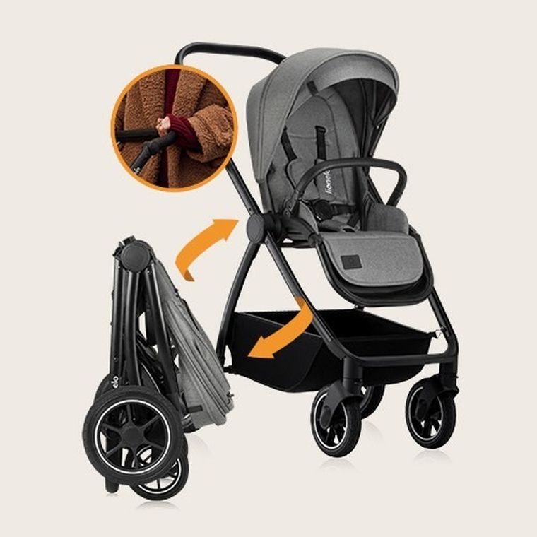 Lionelo, Meril, wózek wielofunkcyjny, 2w1, Grey Stone