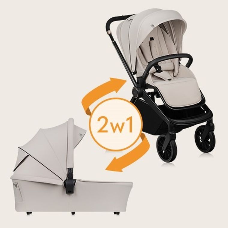 Lionelo, Mika Plus, wózek wielofunkcyjny, 2w1, Beige Sand