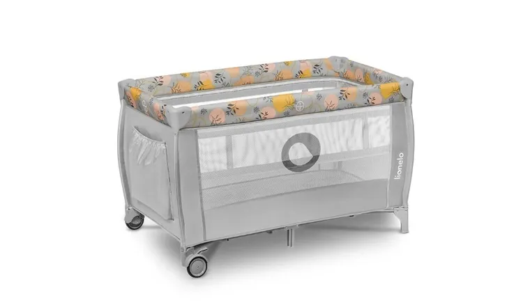 Lionelo, Stefi Plus, łóżeczko turystyczne, dwupoziomowe, składane, Pink Yellow