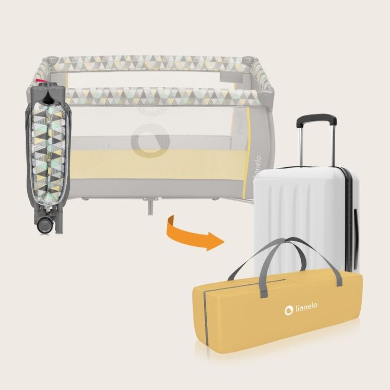 Lionelo, Sven Plus, łóżeczko turystyczne, Yellow Scandi
