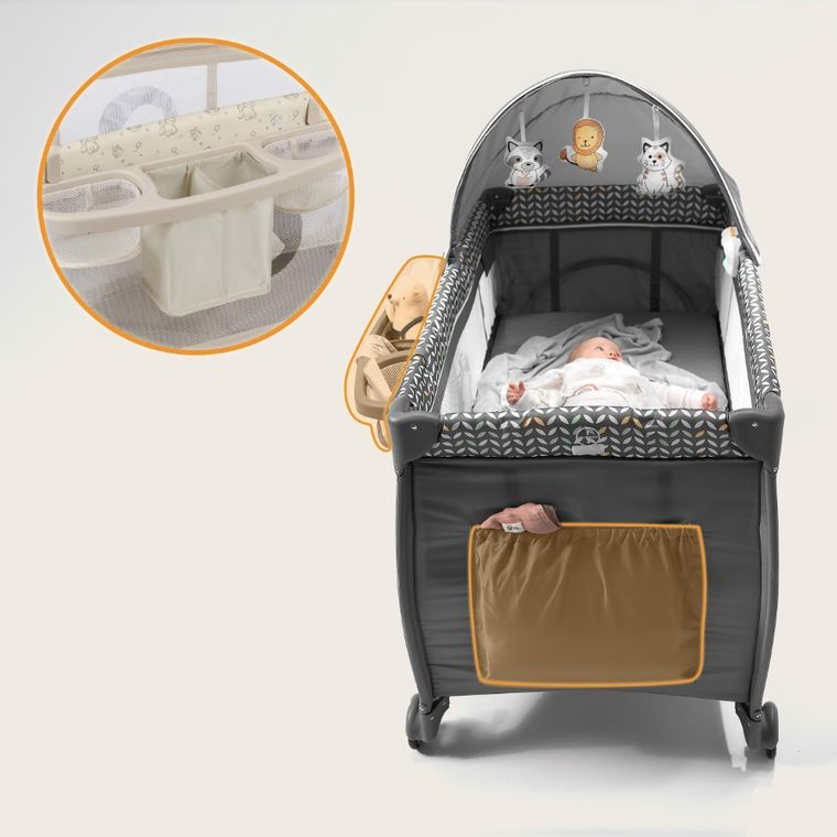 Lionelo, Sven Plus, łóżeczko turystyczne z akcesoriami, Beige Latte