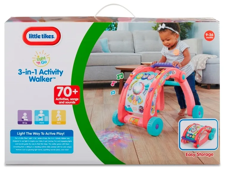 Little Tikes, chodzik i stół aktywności, 3w1, różowy