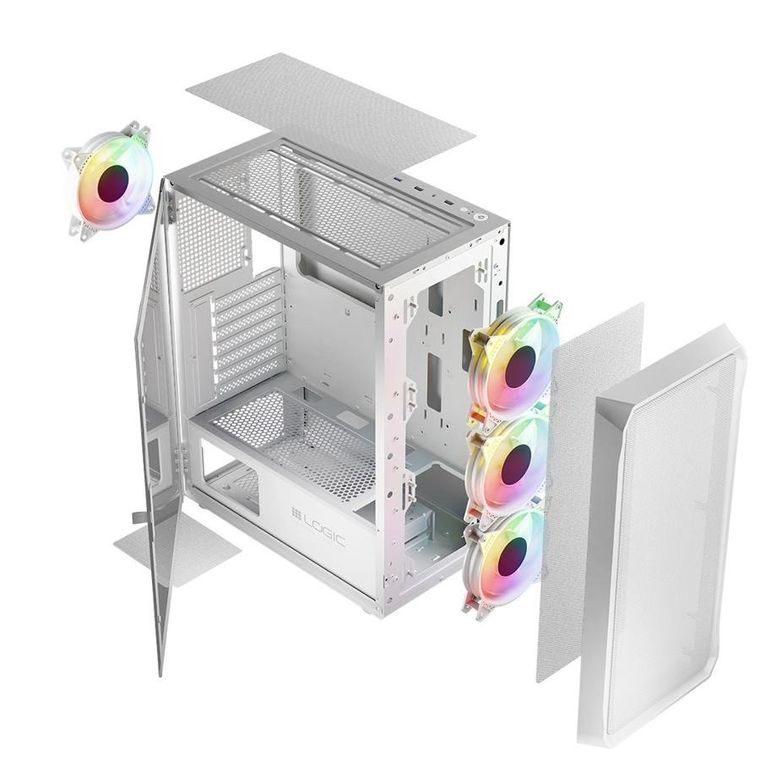Logic Concept, obudowa komputerowa, Portos ARGB Midi USB 3.0, biała