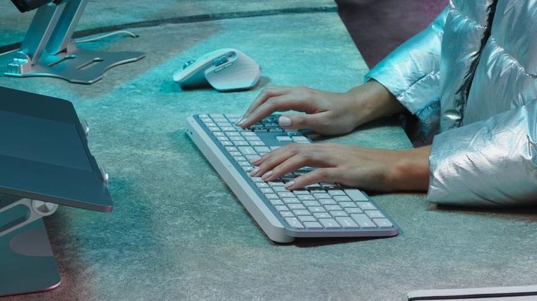 Logitech, MX Keys S US, klawiatura, grey