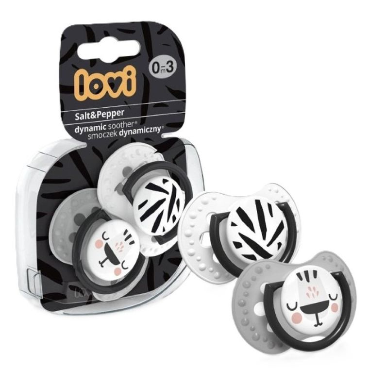 Lovi, Salt&Pepper, smoczek dynamiczny, silikonowy, 0-3m, 2 szt.