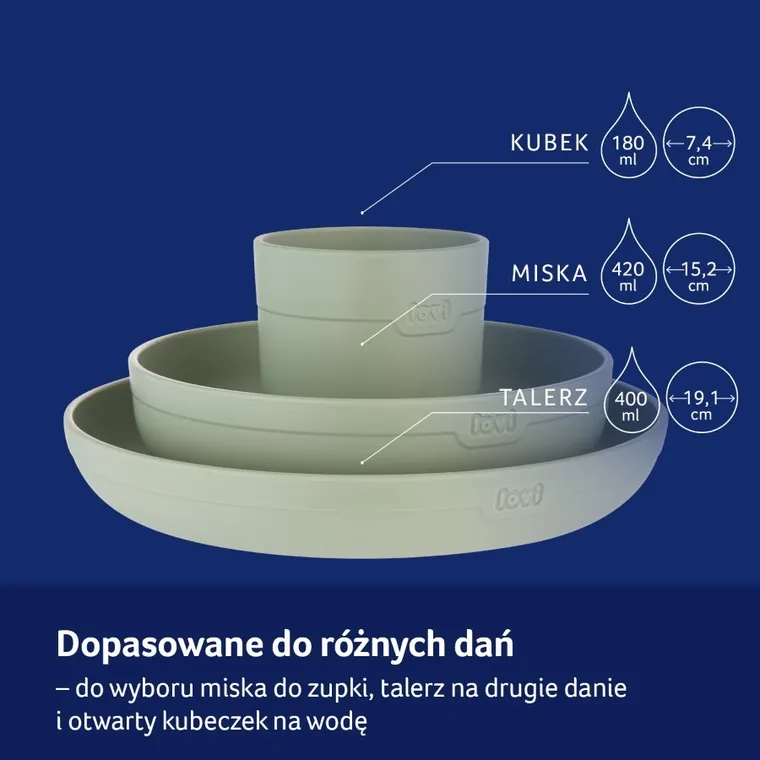 Lovi, zestaw naczyń z kubkiem, Pistachio