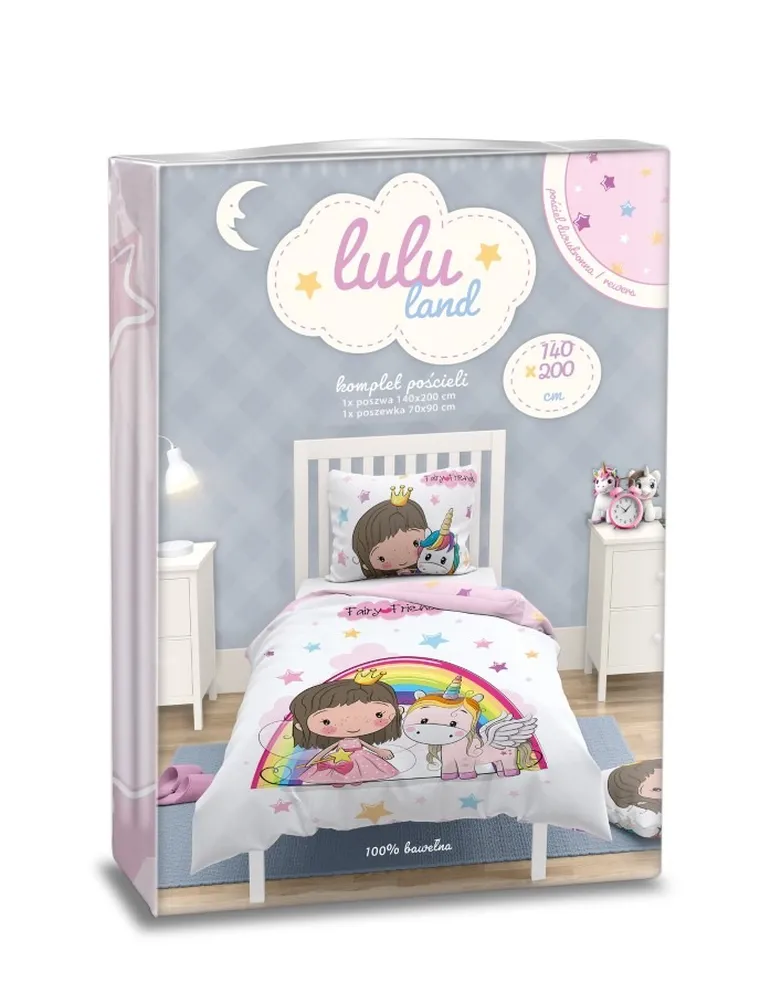 LuLuLand, Wróżka i Jednorożec, 2-częściowy komplet pościeli, 140-200 cm