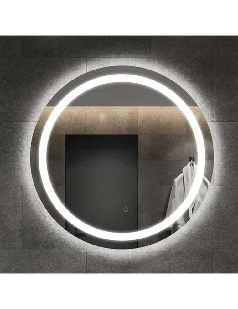 Lustro z oświetleniem LED do zawieszenia, włącznik dotykowy, 80 cm