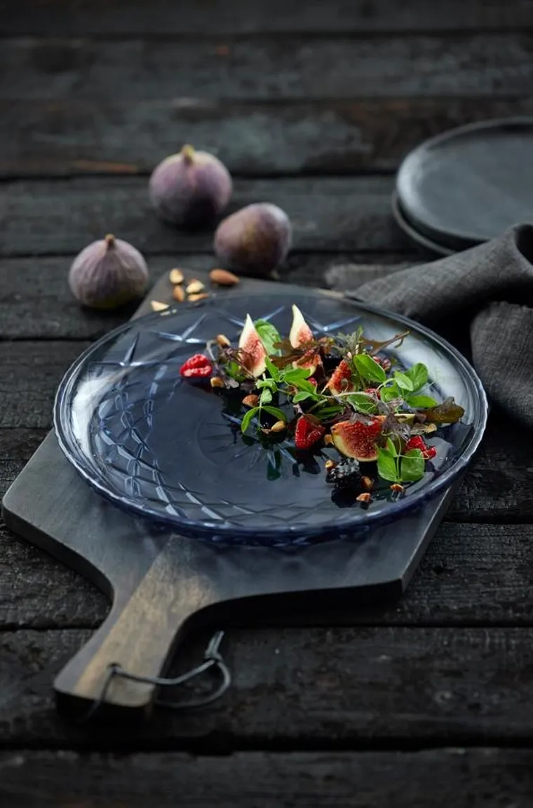 Lyngby Glas, talerz Sorrento, 30 cm, niebieski