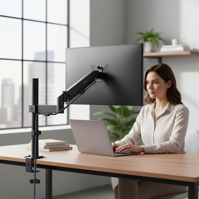 Maclean, uchwyt na monitor, sprężyna gazowa, 17"-32", 2-10 kg, czarny, MC-135