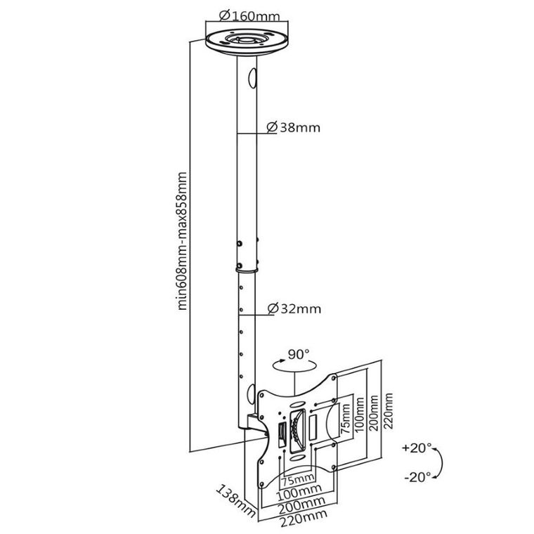 Maclean, uchwyt sufitowy do telewizora 23" - 42", MC-504B