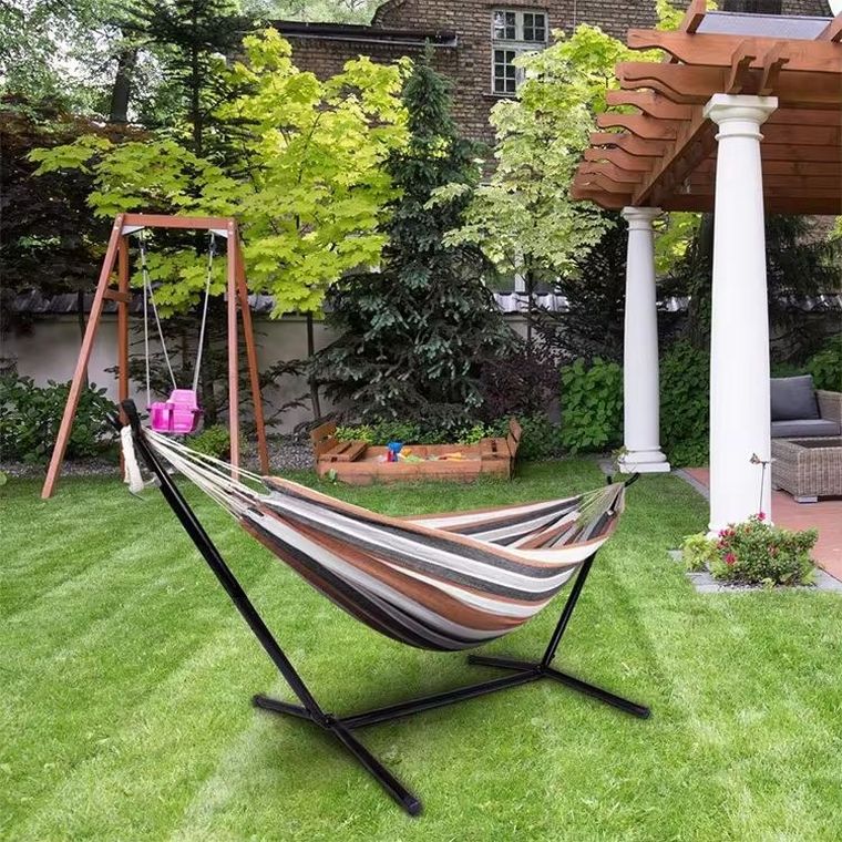 Magboss, hamak ze stelażem stalowym, dwuosobowy, w paski