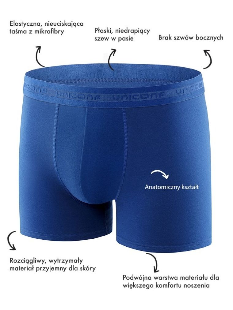 Majtki bokserki męskie, granatowe, zestaw, 3 szt., Uniconf