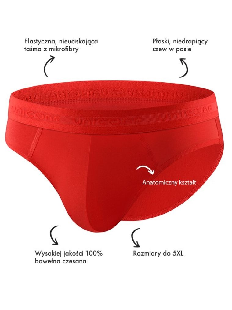 Majtki slipki męskie, czerwone, zestaw, 3 szt., Uniconf