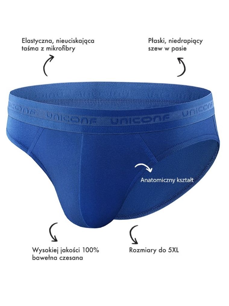 Majtki slipki męskie, granatowe, zestaw, 3 szt., Uniconf