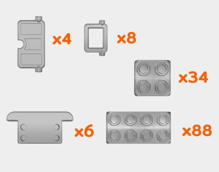 Marioinex, cegły junior, klocki XL z drzwiami i oknami, 140 elementów
