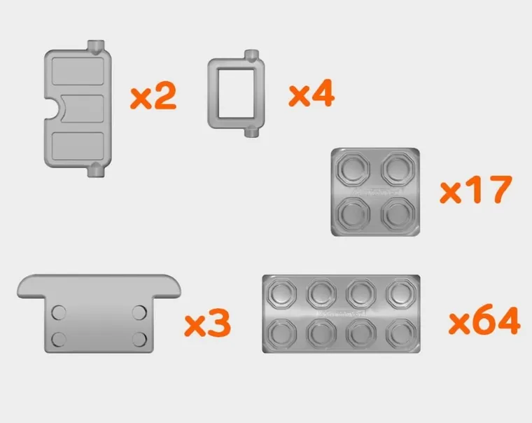 Marioinex, cegły junior, klocki XL z oknami i drzwiami, 90 elementów