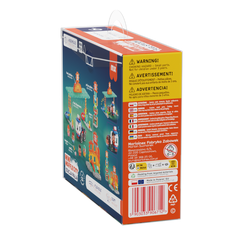 Marioinex, Mini Waffle, City, Stacja Paliw, klocki konstrukcyjne, 148 elementów