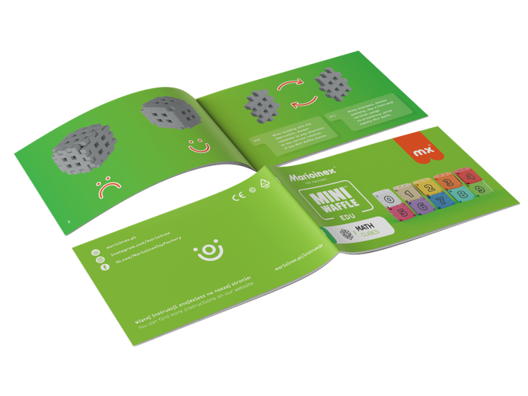 Marioinex, Mini Waffle, Edu Kostki Matematyczne, klocki konstrukcyjne, 60 elementów