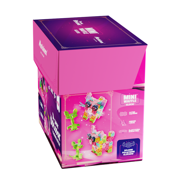 Marioinex, Mini Waffle, Smok Diplodok i Kotek, klocki konstrukcyjne, 280 elementów