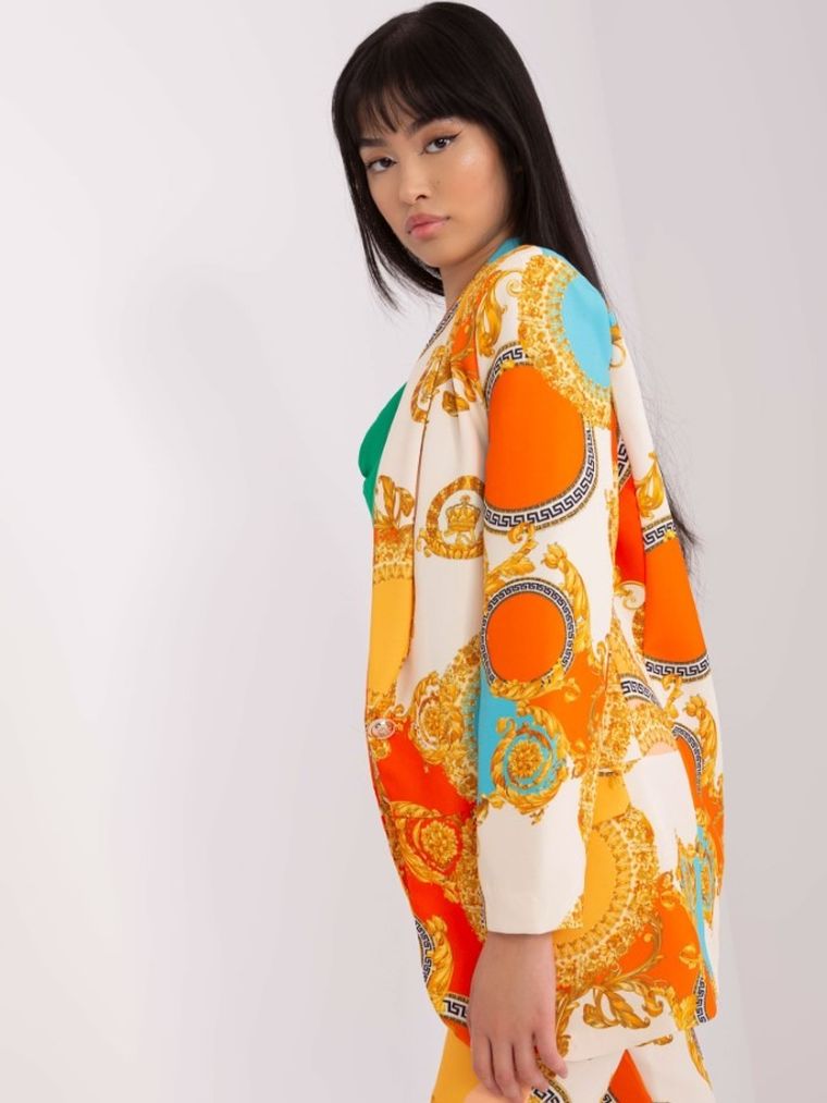 Marynarka damska, pomarańczowa, Italy Moda