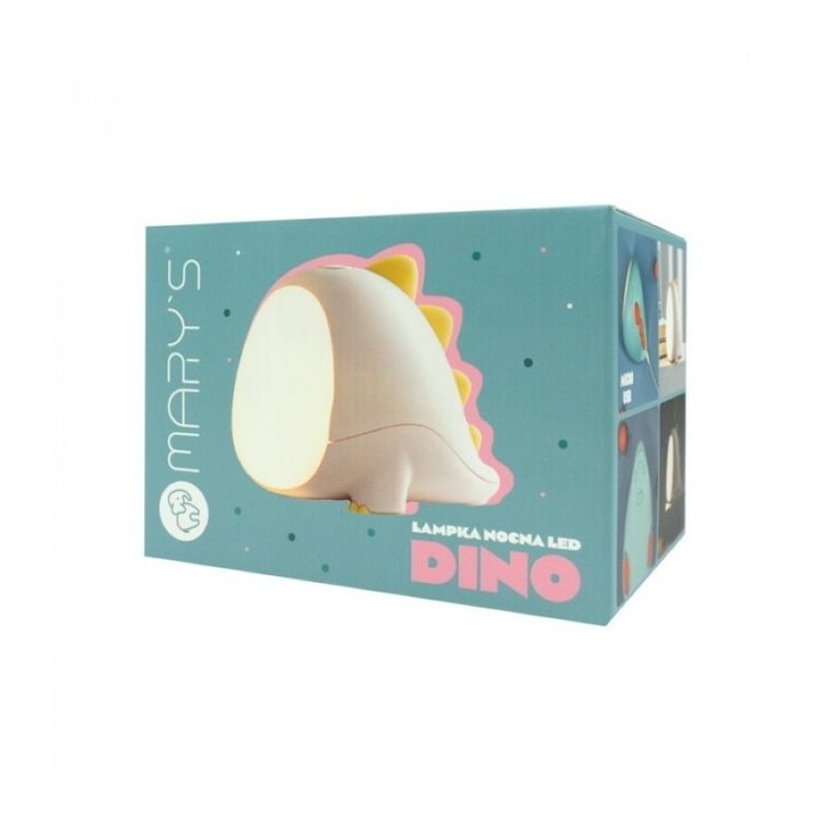 Mary's, lampka nocna LED, dino, różowy