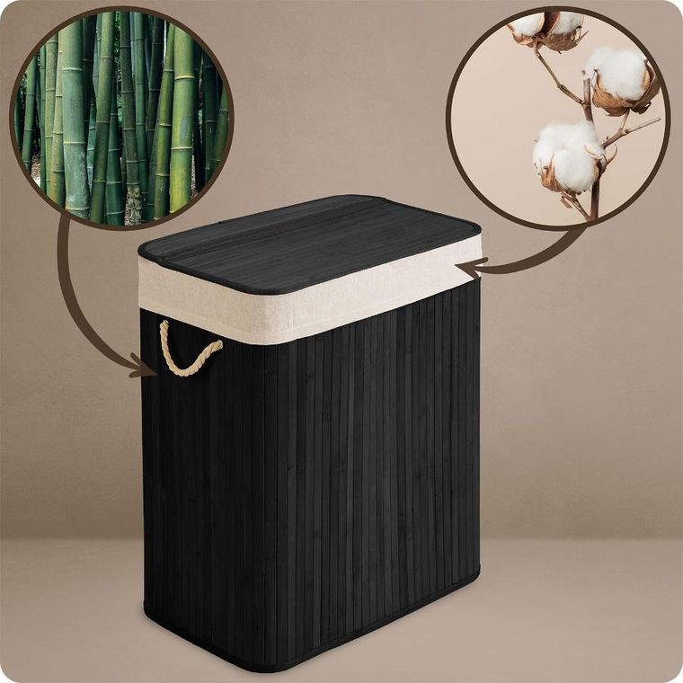 Massido, bambusowy kosz na pranie z pokrywą, 100l