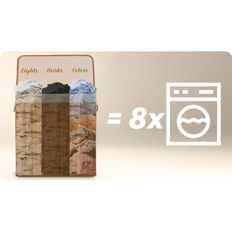 Massido, bambusowy kosz na pranie z pokrywą, 150l