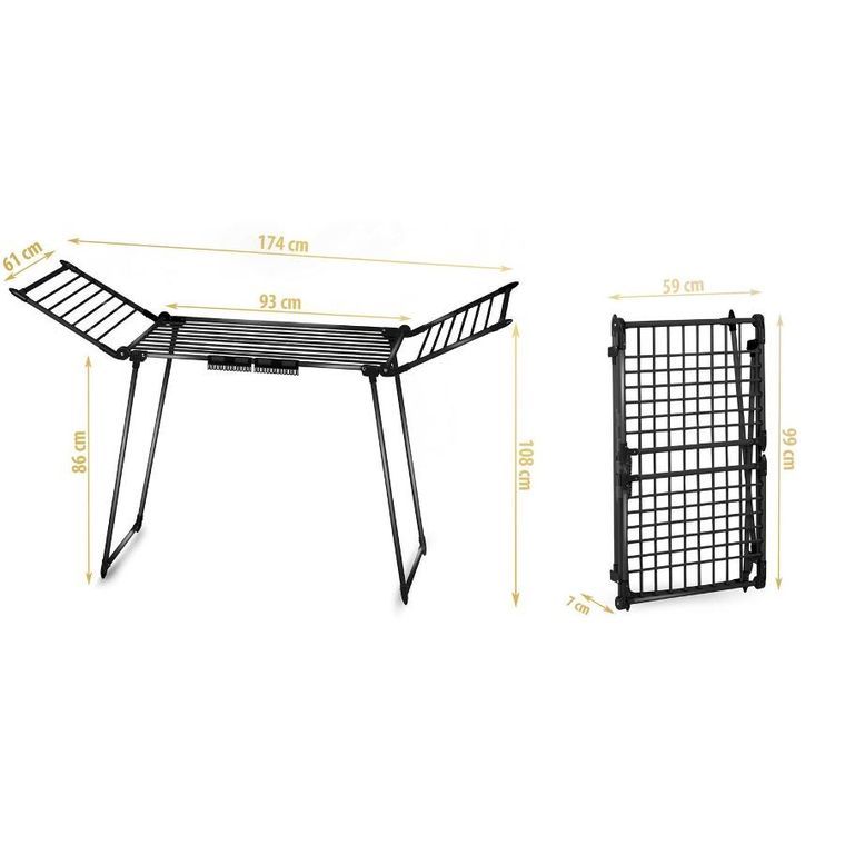 Massido, Debora, suszarka na pranie, rozkładana, czarna