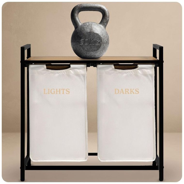 Massido, kosz na pranie, dwukomorowy na stelażu, 80l