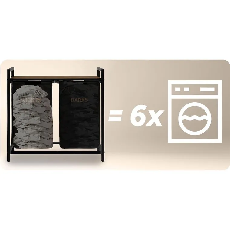 Massido, kosz na pranie, dwukomorowy na stelażu, 80l