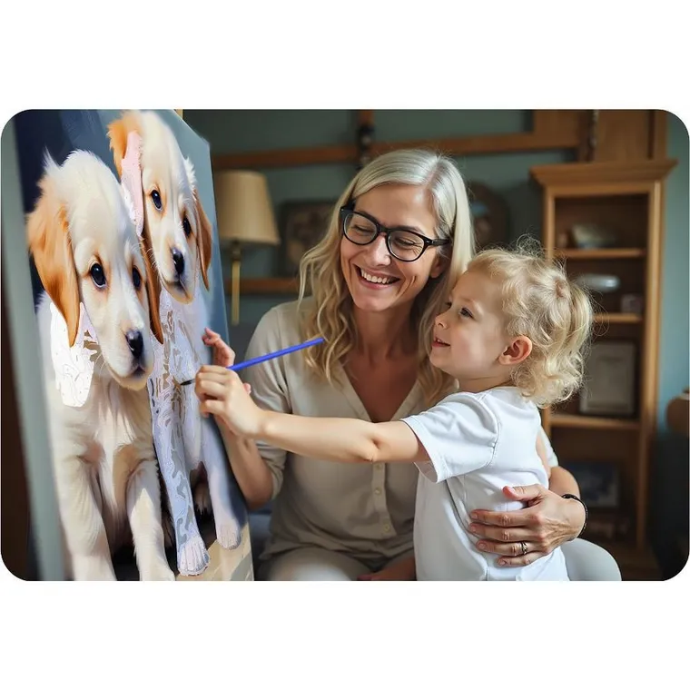 Massido, obraz do malowania po numerach, Szczenięta, 40-50 cm